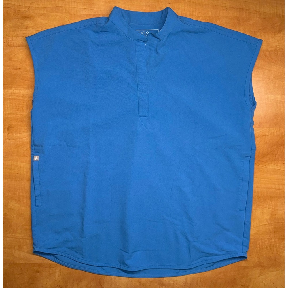 FIGS Technical Collection Blue Sleeveless Scrub Top XS Mandarin Collar
